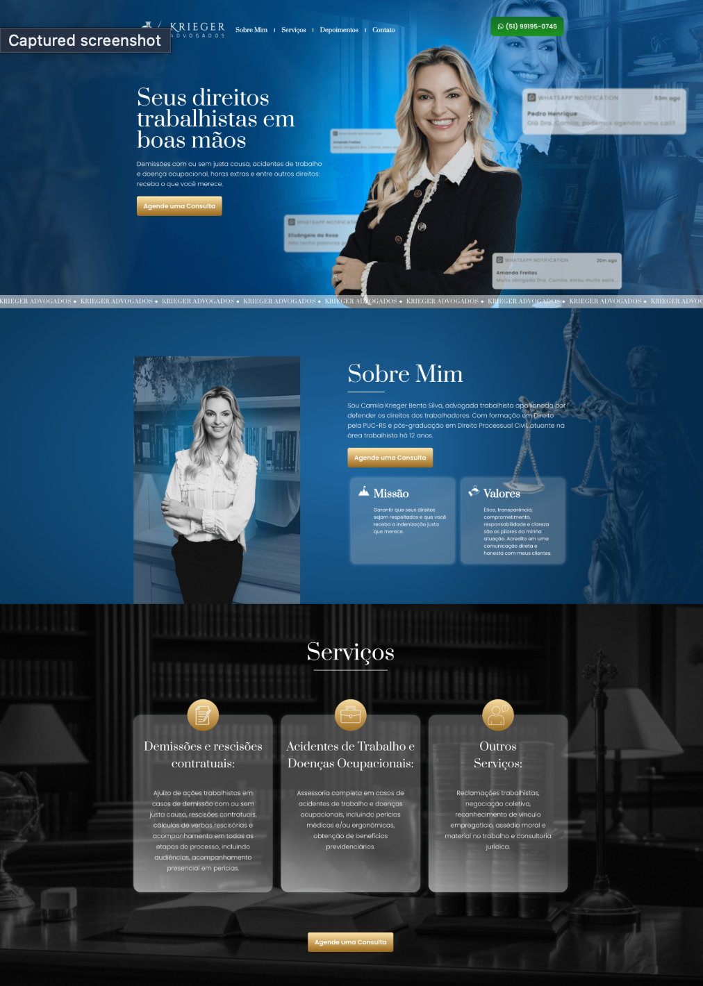 Landing page Krieger Advogados