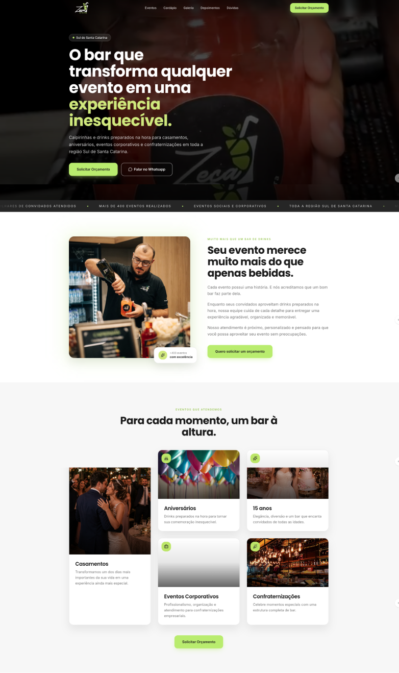 Landing page Zeca da Caipira